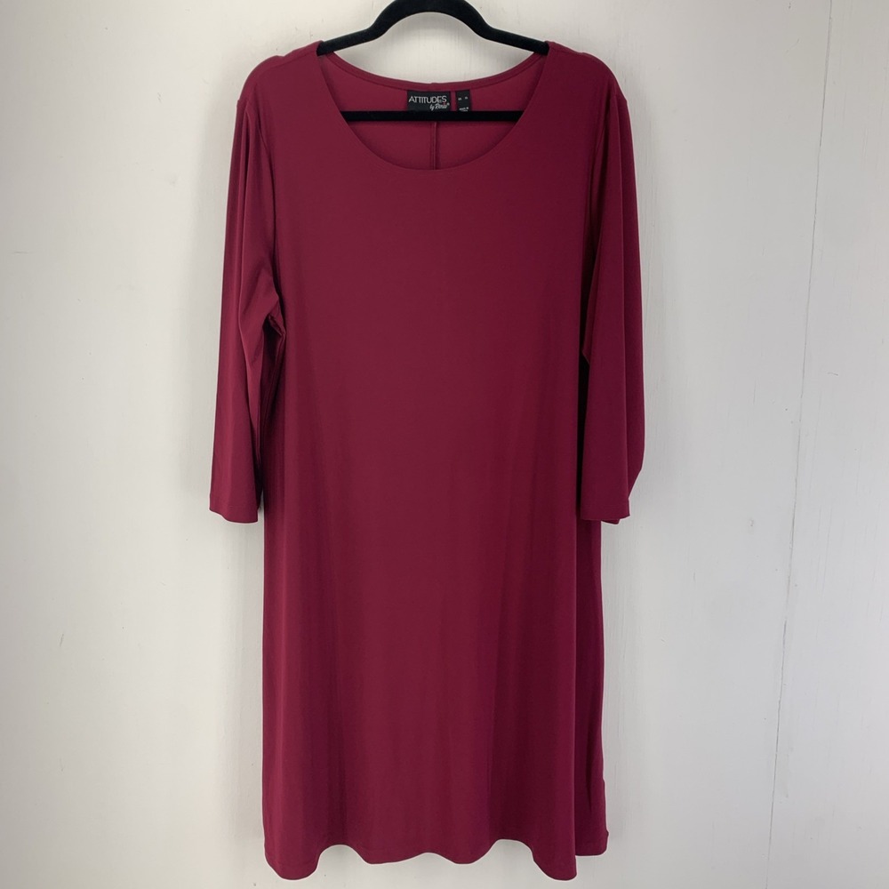Attitudes By Renee Womens XL Slinky Midi Dress Minimalist Lagenlook Stretch